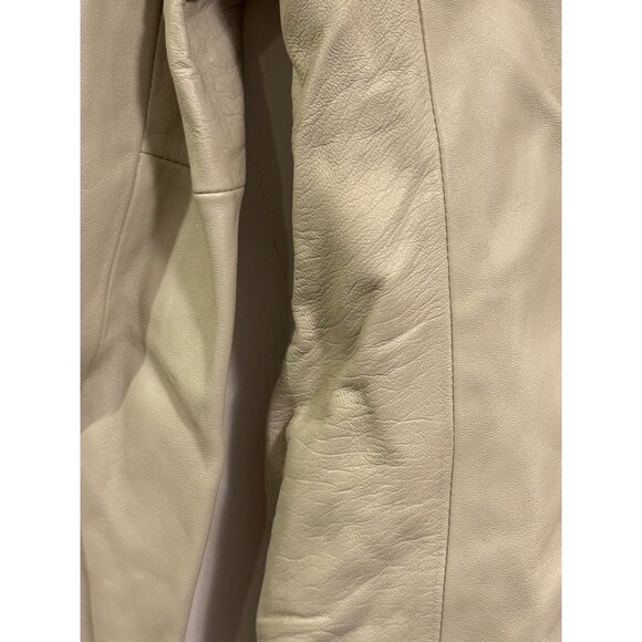 Wilsons Leather Womens Beige Jacket Medium Button-Up Fully Lined 100% Leather Ch - Picture 6 of 7